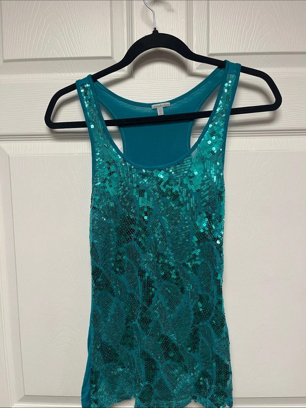 Charlotte Russe Teal Sequin Racerback Tank
